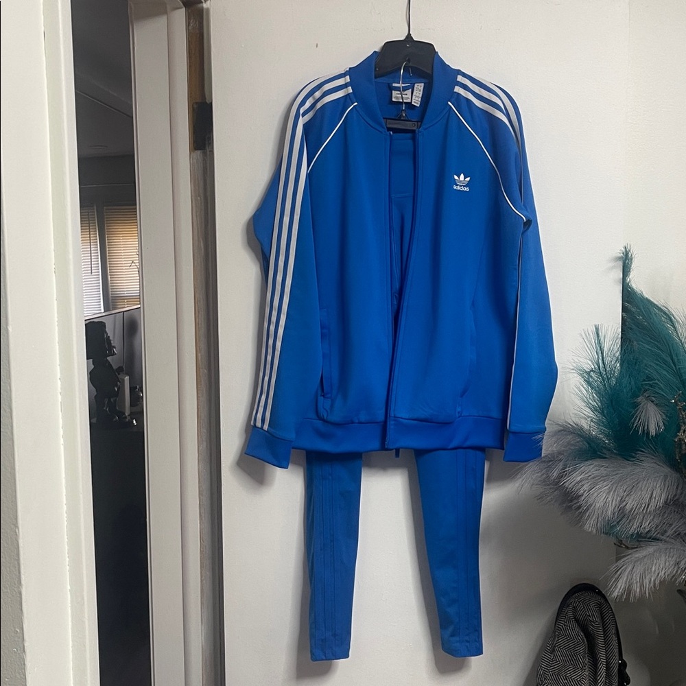 Adidas Royal Blue Tracksuit with White Stripes